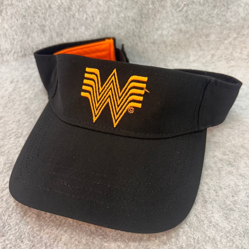 Flying W Design Mens Black Whataburger Visor Hat Embroidered Adjustable OSFA